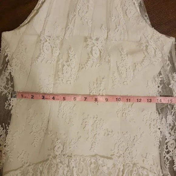 BHLDN Lace Halter Ruffle Peekaboo Maxi Dress Wedding Whimsical Romantic Womens S - Picture 5 of 10